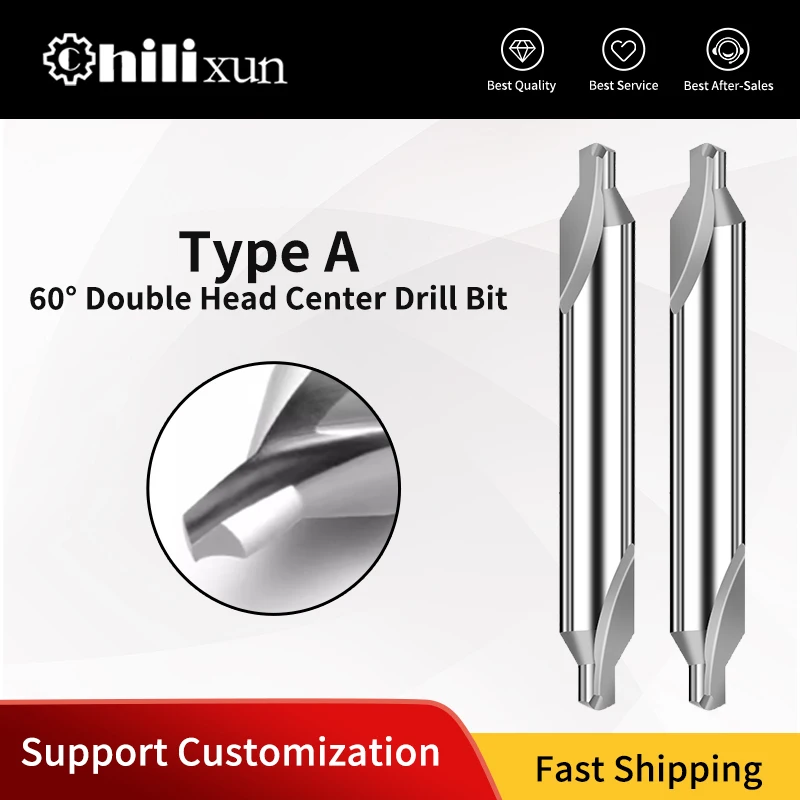 

Твердосплавное центральное сверло с двойной головкой, 60 градусов, без покрытия для сплавов высокой твердости, высокоточная обработка центральных отверстий