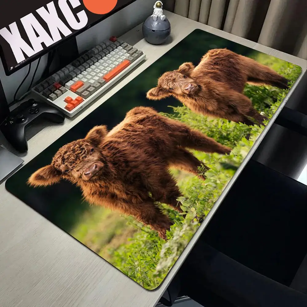 Non-Slip Highland Cow Desk Mat for Gaming Office Large Mouse Pad Comfortable Typing Precision Mouse Control Gift for Teens