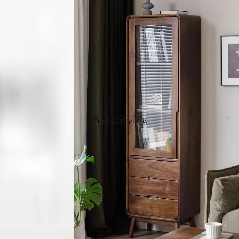 

2North American Black Walnut Solid Wood Wine Cabinet Side Cabinet Locker