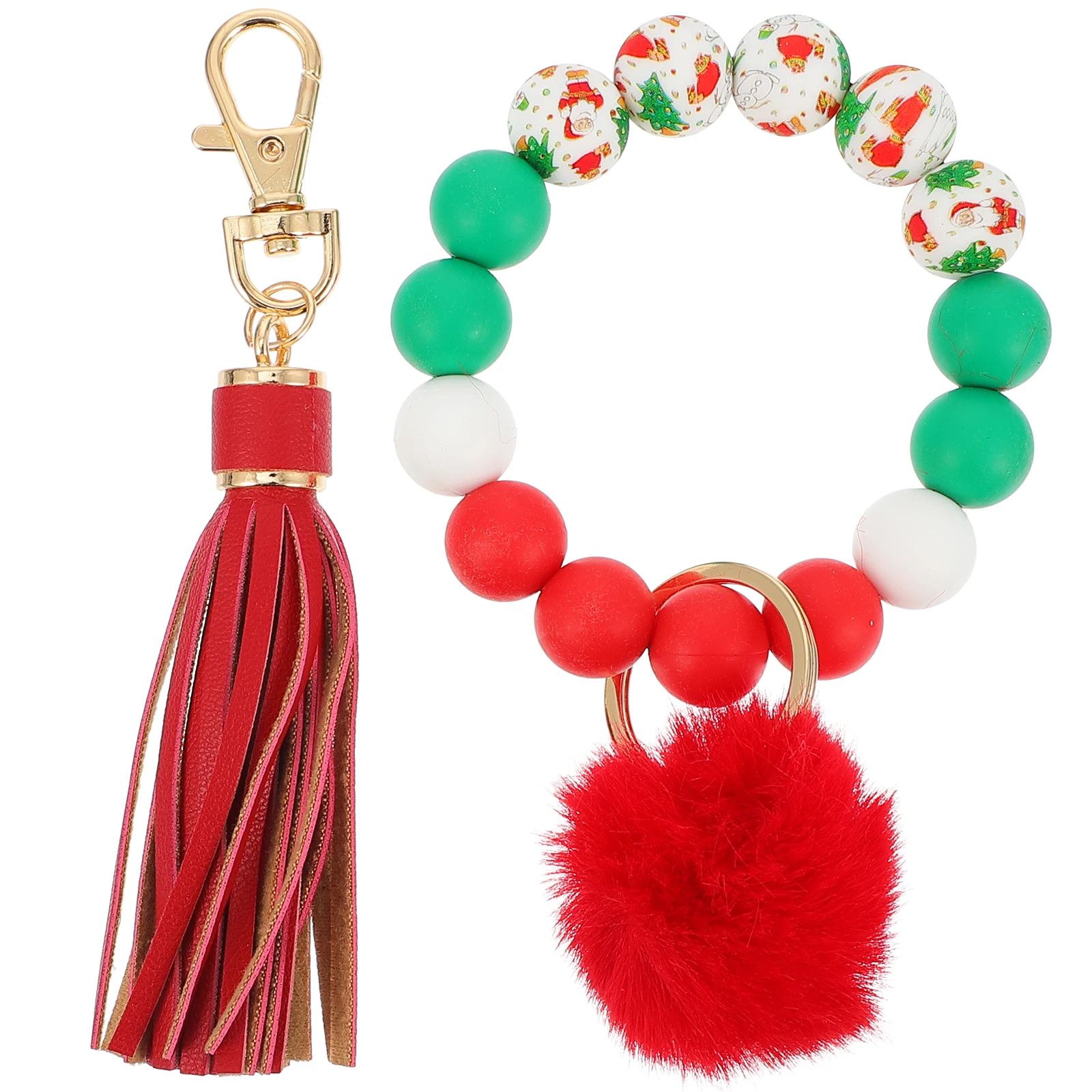 

Tassel Ball Bracelet Keychain Decor Red Creative nament Wristb Pendant Bag Charm Silicone Durable Practical