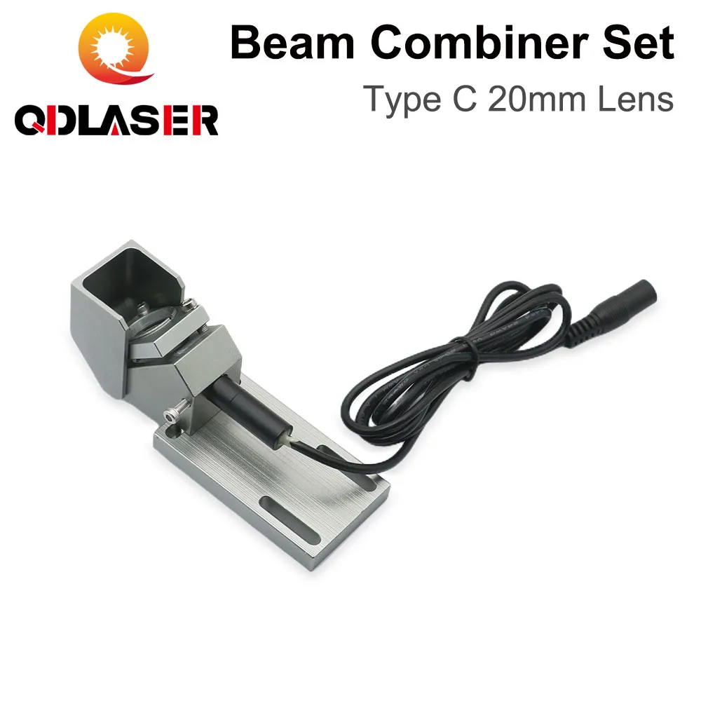 QDLASER Beam Combiner Set Combiner Mount + Beam Combiner (20mm)+Red Pointer for CO2 Laser Engraving Machine