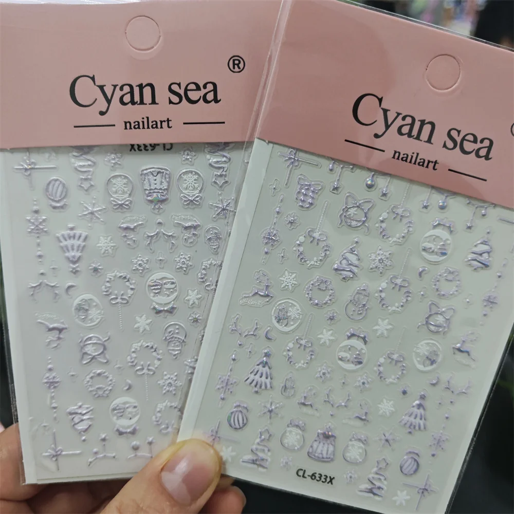 # 2025 5D الذهبي عيد الميلاد كرة الثلج/إكليل/شجرة/ندفة الثلج ملصقات الأظافر Y2K البرنز الذهب عيد الميلاد كريستال الكرة ندفة الثلج مائي & * &