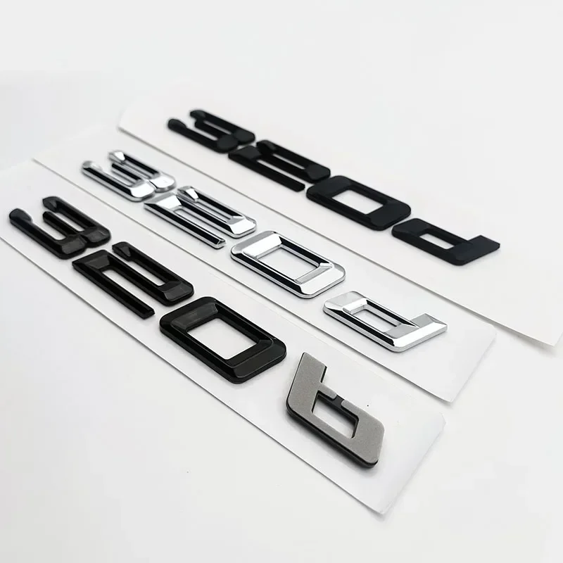 3D ABS Chrome Matt Black 320d Logo Emblem Car Rear Trunk Letters Sticker For BMW 320d E46 E90 E92 F30 F31 G20 Auto Accessories