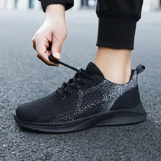 

All-match Hard-Wearing Light Vulcanized Footwear Stylish Men's Flying Woven Sneaker Brand New Breathable Trendy Mesh Casual Shoe