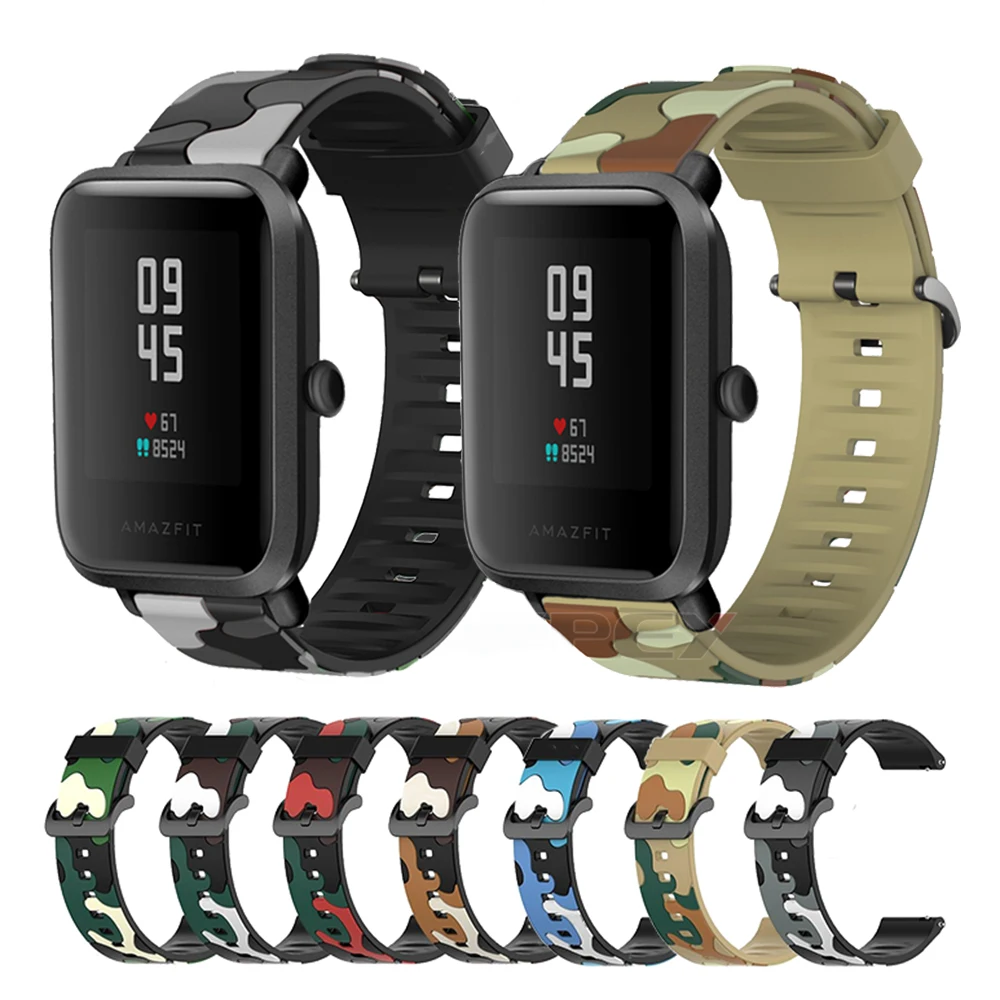 20mm Silicone Camouflage Strap For Huami Amazfit Bip 3 Bip S/U Pro Smart Watch Band for Garmin Venu SQ