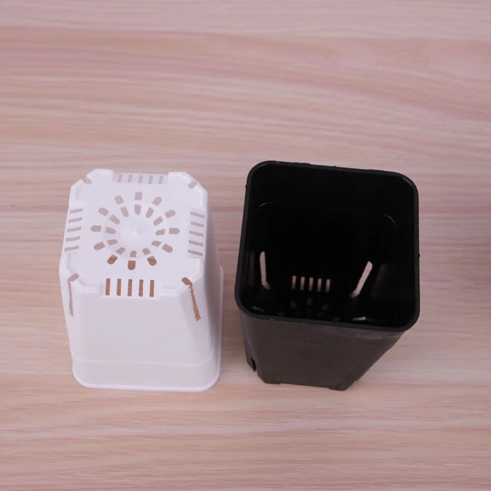 Macetas cuadradas de plástico para balcón, Patio, jardinería al aire libre con drenaje, apilables, ahorro de espacio, 16, 12, 12 cm