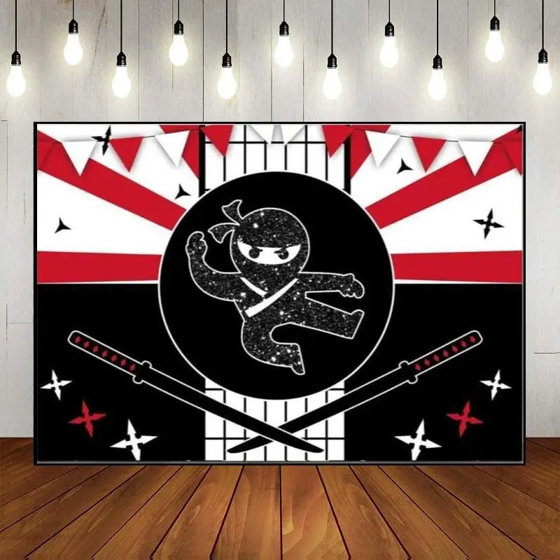 Japan Katana Samurai Photography Backdrop Ninja Theme Party Warrior Wall Happy Birthday Background Decoration Photo Custom