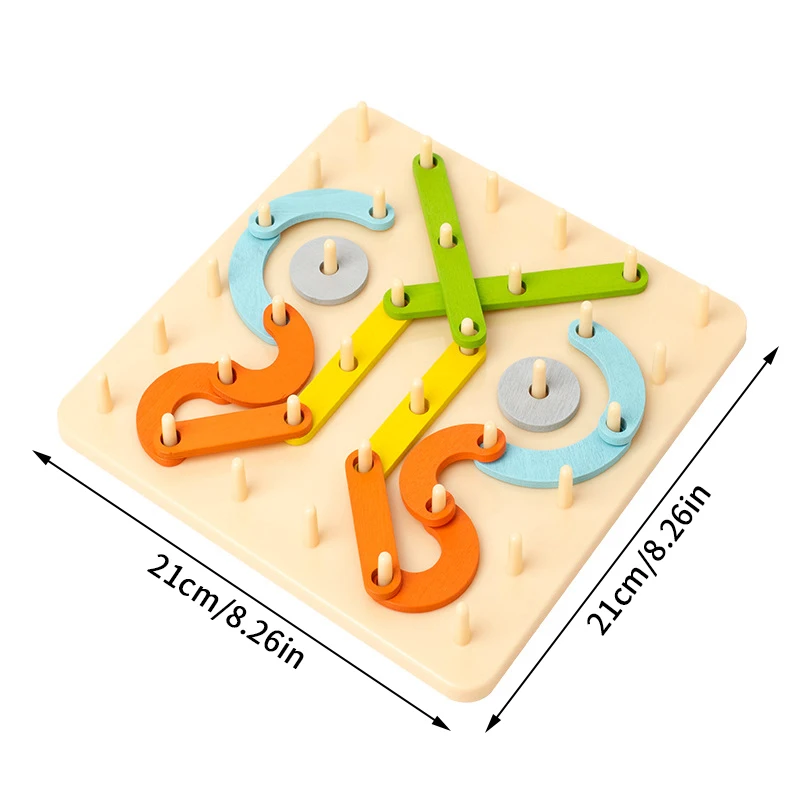 مجموعة أعمدة هندسية خشبية إبداعية من Pegboard لغز البناء لعبة مونتيسوري الحسية للأطفال