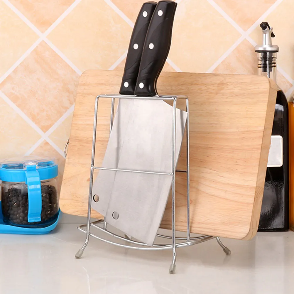 

MultiFunctional Stainless Steel Chopping Board Holder Cutting Board Organizer Pot Lid Rack SpaceSaving Storage