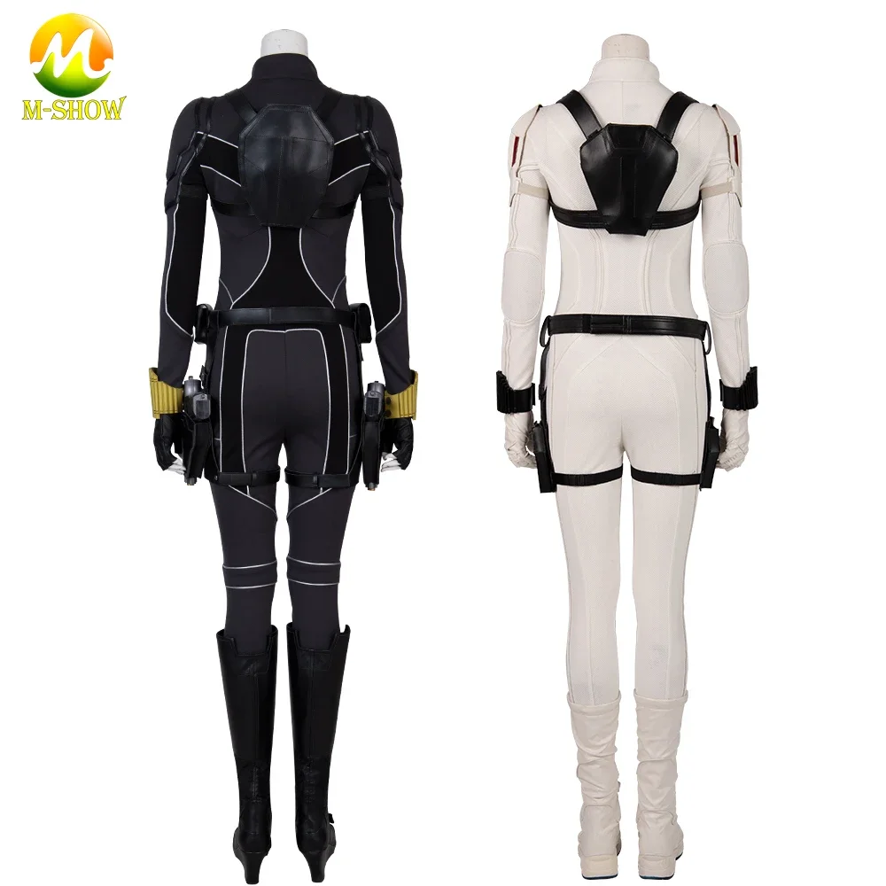 Superheroine Widow Cosplay Natasha Romanoff Costume Black White Battle Suit Women Outfit for Halloween Carnival Party