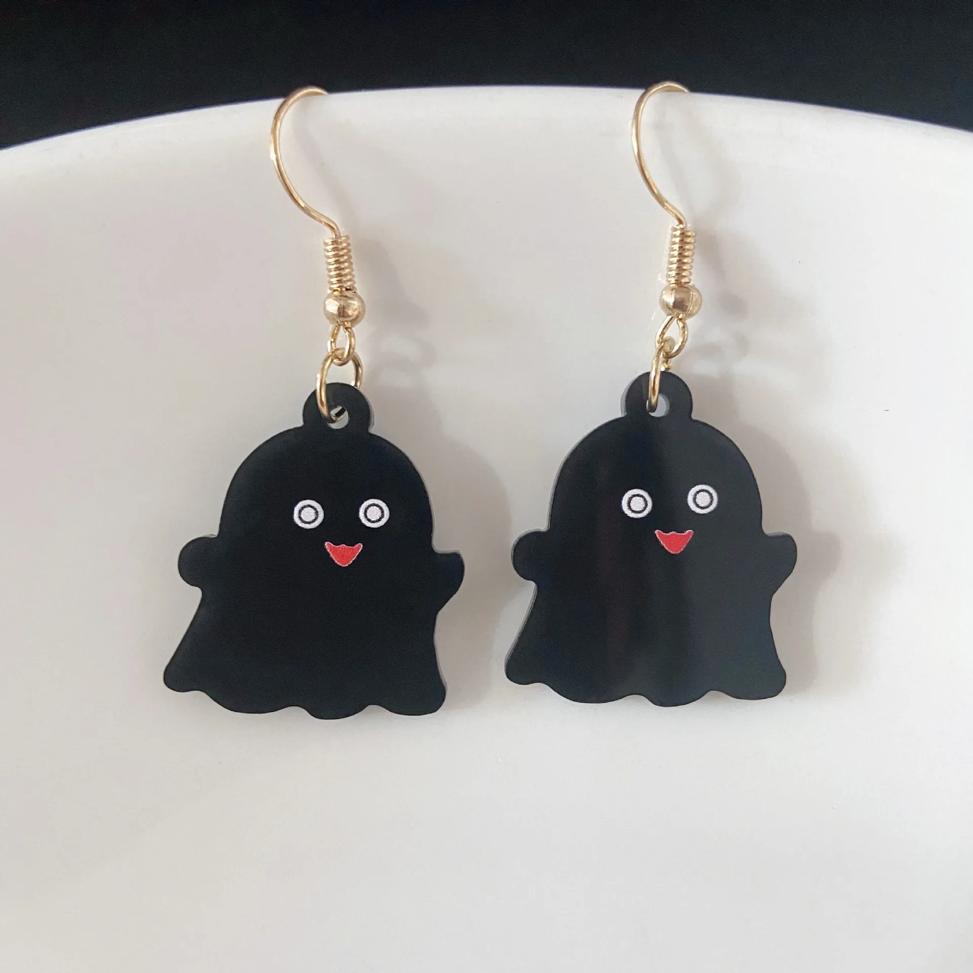 

New Halloween Black Ghost Funny Earrings Bat Ghost Ghost Ghost Ghost Face Pumpkin Pendant Halloween Earrings