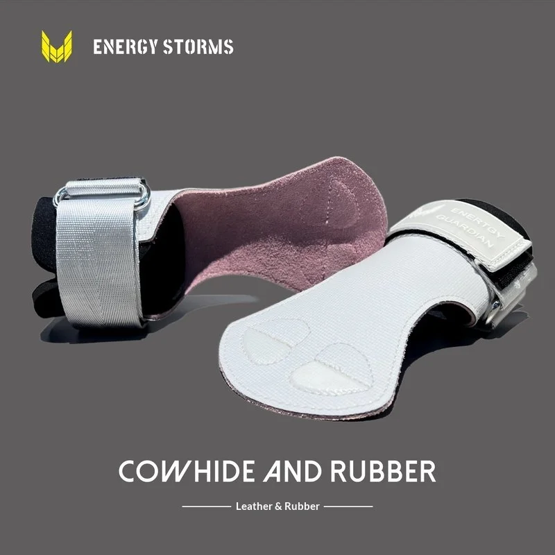 Energy Storm Cowhide Leather Gym Lifting Grips Non Slip Grip Support For Deadlift Pull Up Weightlifting Fitness Men Women