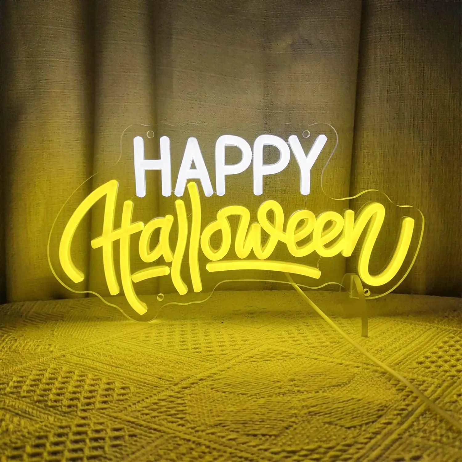 Happy Halloween Neon Signs for Wall Decor, Neon Light Sign Party Decor Halloween Theme LED Light Sign for Bedroom 13.3" x 7.1"