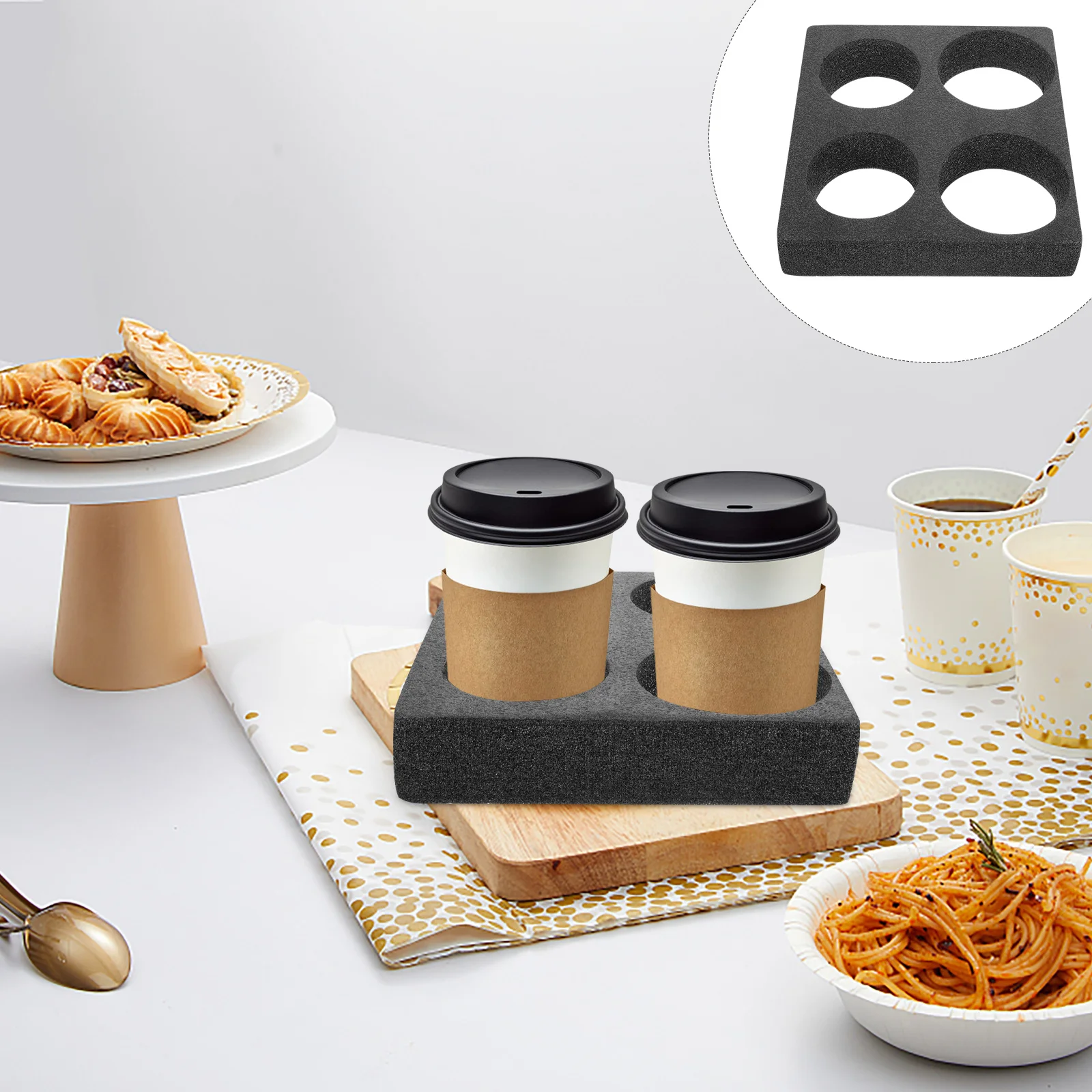 

Multi Holes Cup Holder Foam Cup Carrier Tray Drink Carrier Takeout Beverage Packing Tool Drink Holder for Delivery