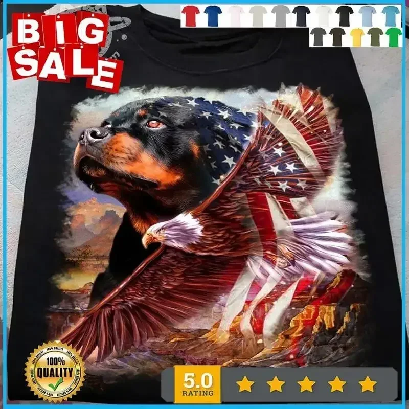 Rottweiler American Patriot Dogs Lover T Shirt S 5XL