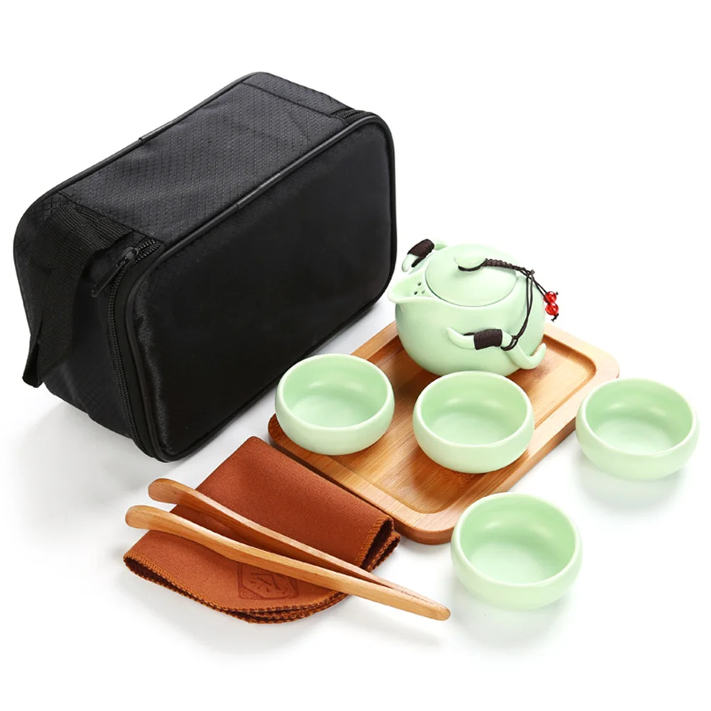 

Travel Set Green Porcelain Kung Fu Ware For Home Outdoor Use Chinese Traditional Tea Porcelain Kung Fu Tea Ware Kit