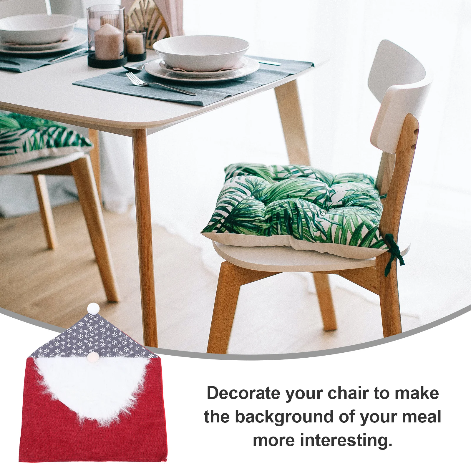 

2pcs Christmas Santa Cover Red Grey Moisture-Proof Breathable Non-Woven Creative Chair Decor Rudolph Seat Protector Household