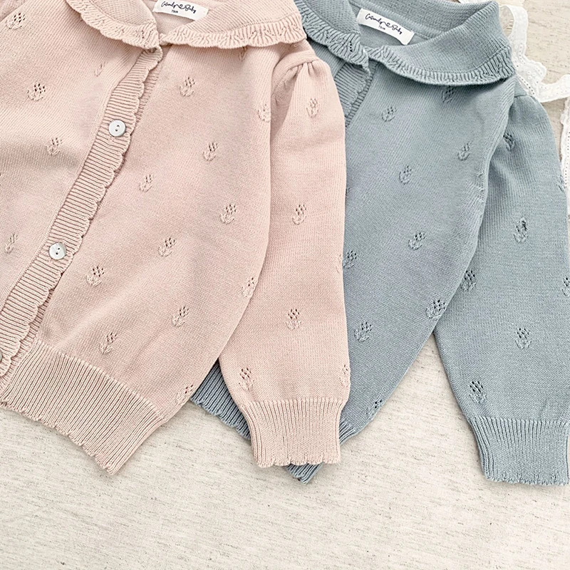 Child Baby Girl Sweater Cardigan Long Sleeves Knitted Lapel Sweater Coat Children Baby Girl Spring Autumn Sweater Clothes