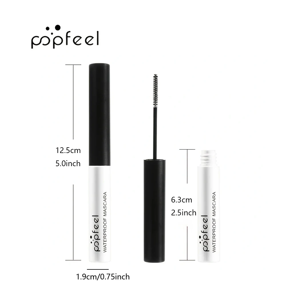 POPFEEL Lengthening Black Mascara, Waterproof Makeup, Stay On All Day, Slender Fine, Long-wear