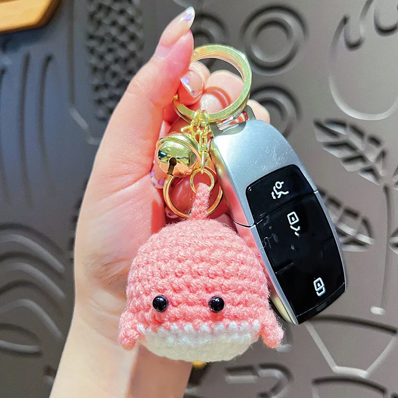 New Creative Wool Crocheted Small Whale Car Key Chain Handmade