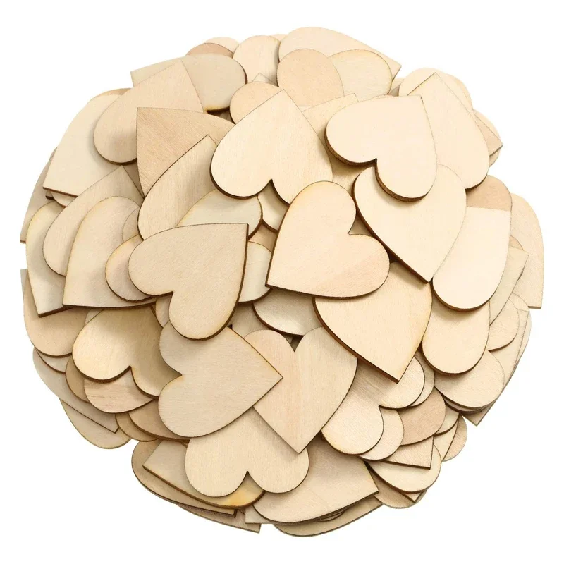 

25pcs 5cm Wooden Hearts for Crafts, Unfinished Blank Heart Cutout Slices Ornaments Door Hanger Decor for Valentines'Day