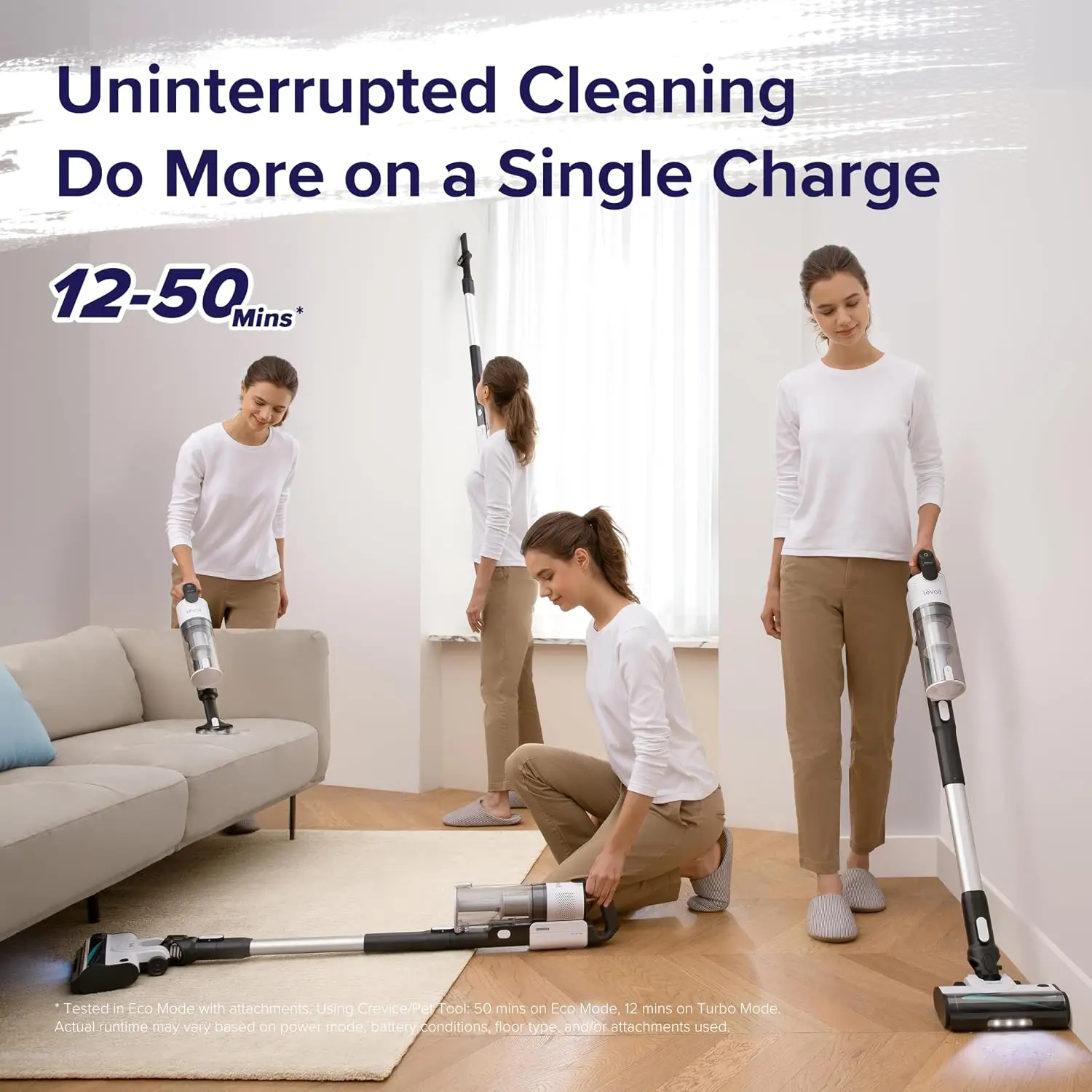 Cordless Vacuum Cleaner, Stick Vac with Tangle-Resistant Design, 50 Min Runtime, Powerful Suction, Lightweight, for Carpet & Hard Floor, Pet Hair view 3