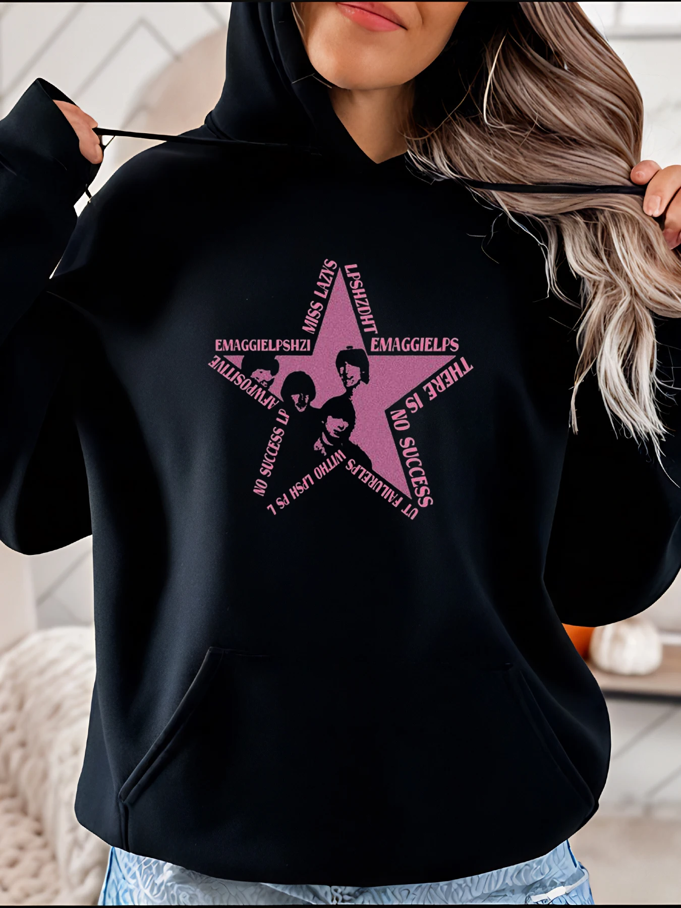 Damska bluza z kapturem z nadrukiem gwiazd, motywacyjny cytat: Bez niepowodów nie ma sukcesu, bluza codzienna, moda streetwear, 280