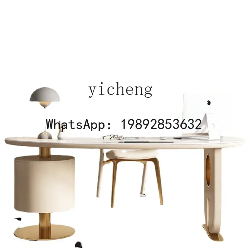 

Компьютерный стол X4 Cream Wind Rock Plate: Современный, дизайнерский, легкий люкс, для дома, с изогнутой столешницей
