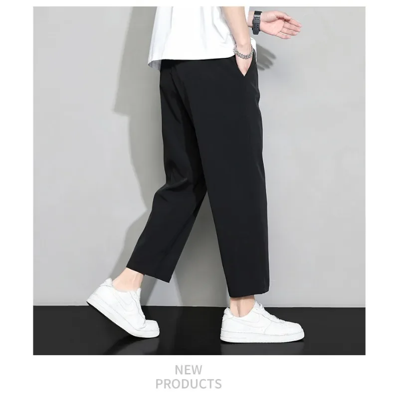 الرجال الرياضة التجفيف السريع تنفس السراويل اليومية غير رسمية الرجال الصيف الحرير الجليد رقيقة السراويل مطاطا الرباط طماق وزرة