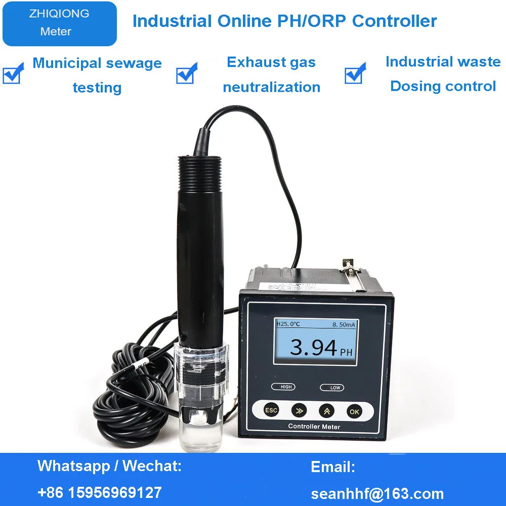 Medidor de ph em Linha Industrial Controlador Orp Sensor Eletrodo Sonda Tester Controle Medição Contínua para Esgoto Urbano