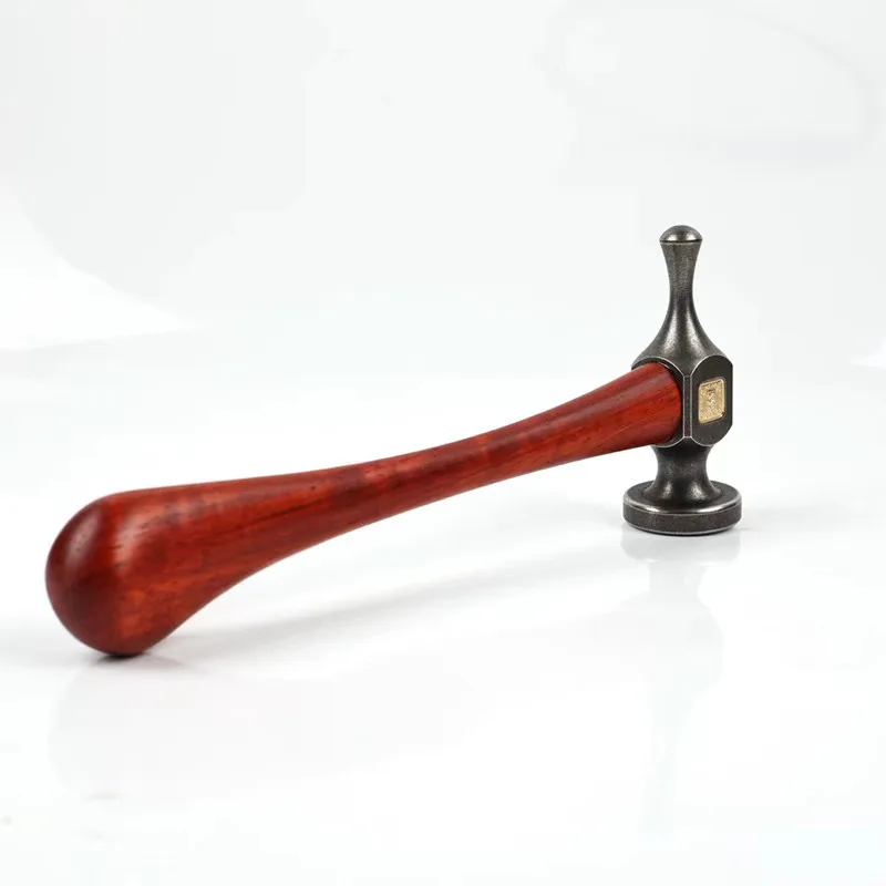 gothic-round‑head-leather-craft-hammer-440c-alloy-steel-hrc52-red-sandalwood-handle-215mm-215g-cnc-diy-striking-tool