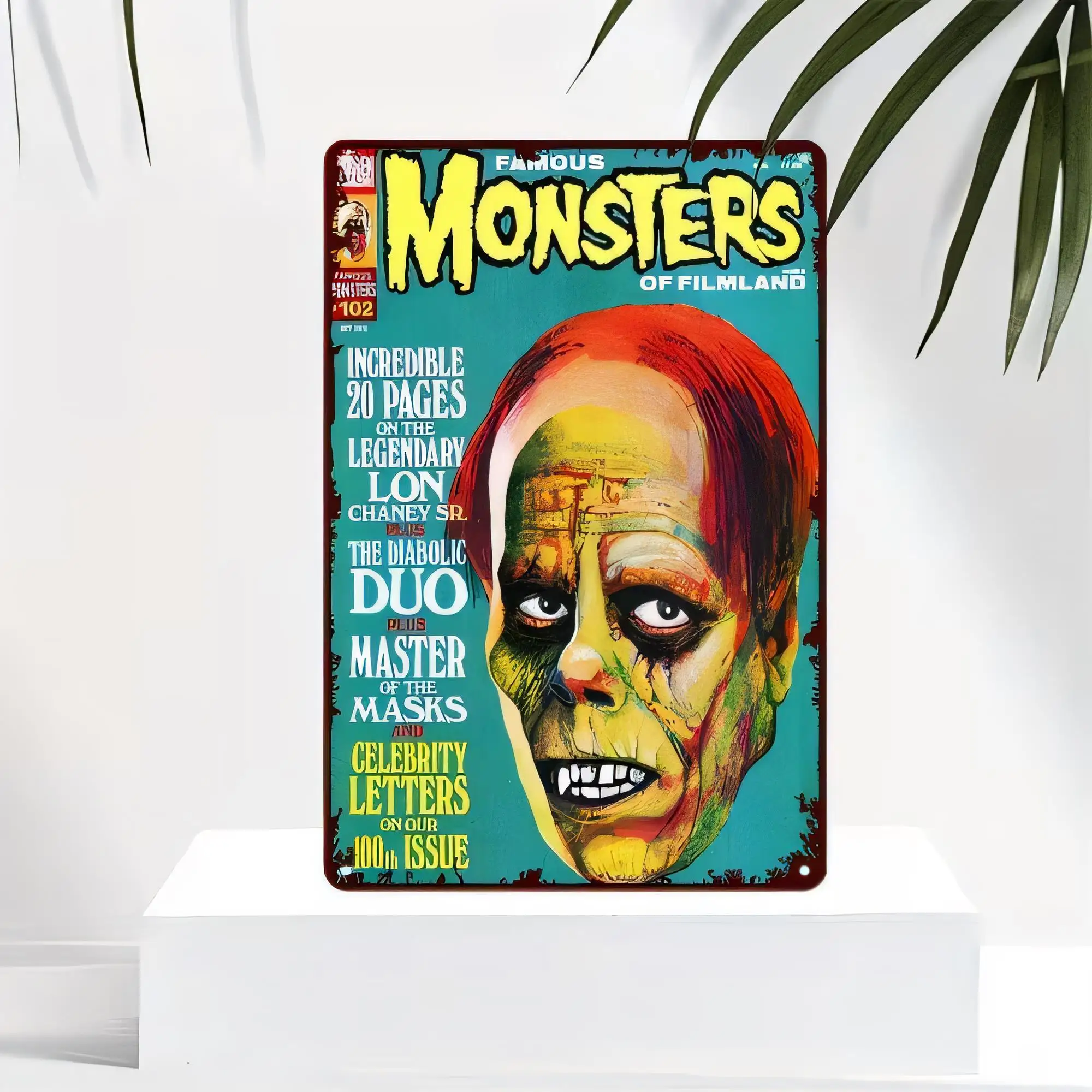 Tin Sign Famous Monsters of Filmland Vintage Poster Metal Wall Decor   Retro Clown Graffiti Style Funny Art for Bar Pub Man Cave