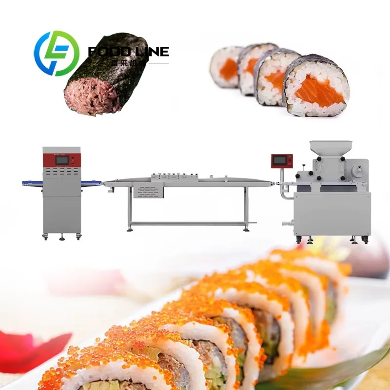 Full Automatic Sushi Roll Production Line Smooth Discharge Chute Cooperates With Commercial Sushi Making Production Line