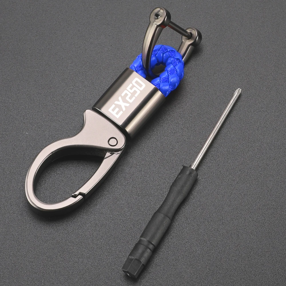 For KAWASAKI EX250 EX250R C/E/F/G/H/J/L 360°Rotable Keychain Keyring Key Ring Chain Holder Lanyard Motorcycle Accessories EX 250