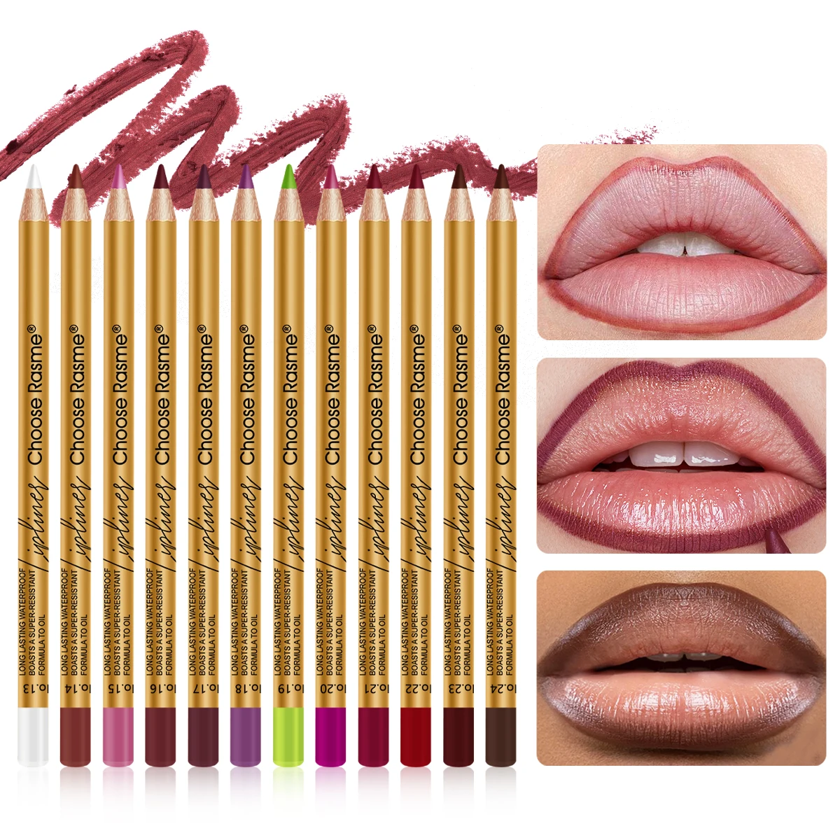 12-kolorowy matowy konturówka do ust, powiększa usta, długotrwała, wodoodporna, odporna na rozmazywanie, niezbędna na randki i imprezy.