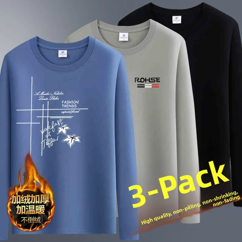 

Men's Long Sleeve Fleece Lined T-Shirt Autumn Winter Thermal Top Polyester Fiber Casual Wear Daily Use Warmth Guaranteed