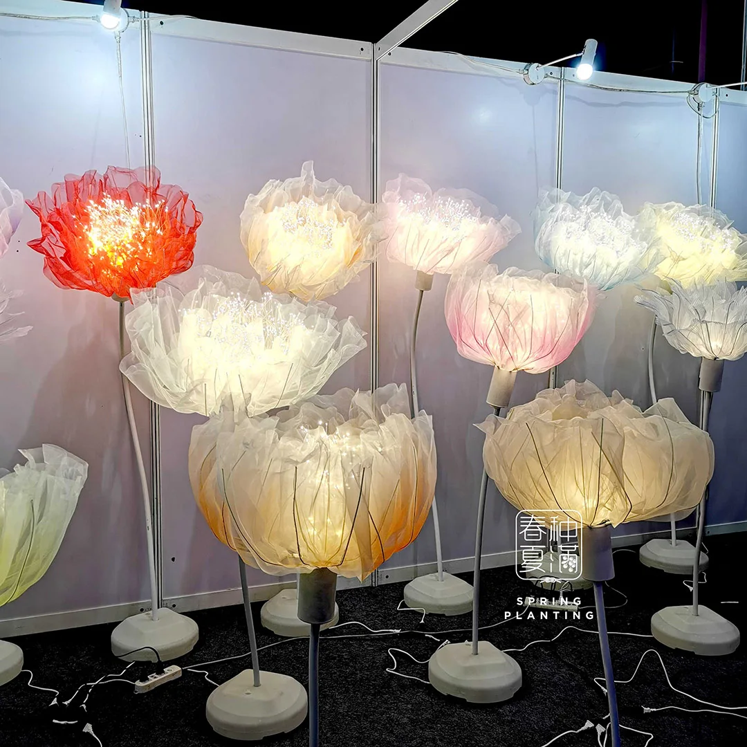 SPRING PLANTING LED Petals Unfold Automatically Flower-shaped Wedding Lights for Backdrops Themes Enhancing Wedding Decorations