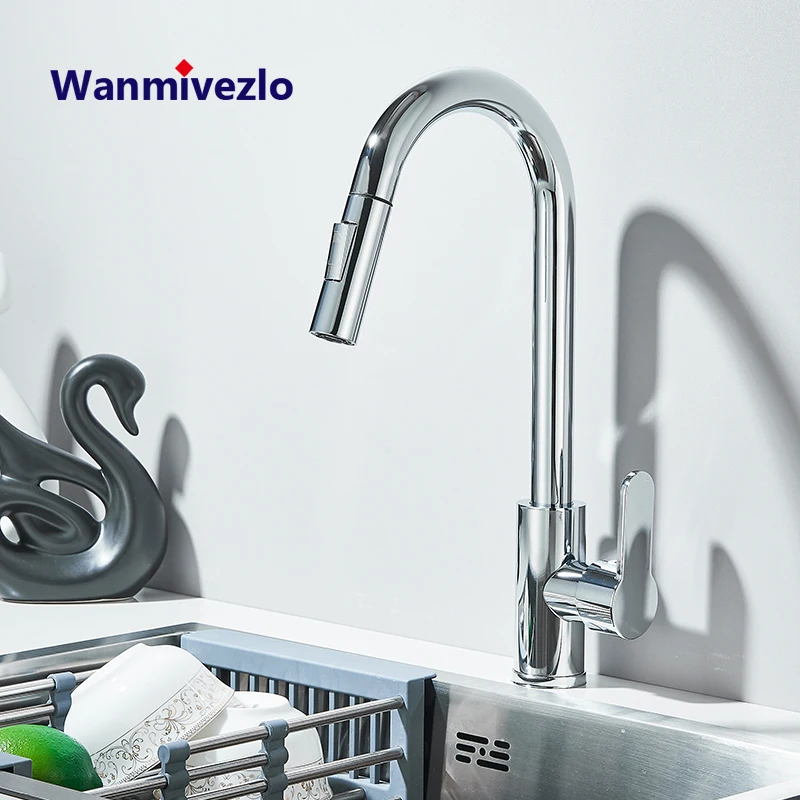 Kitchen Sink Cold Hot Water TapPull Out Kitchen Faucets 360° Rotation Kitchen Mixer Tap Single Lever Mixer Tap