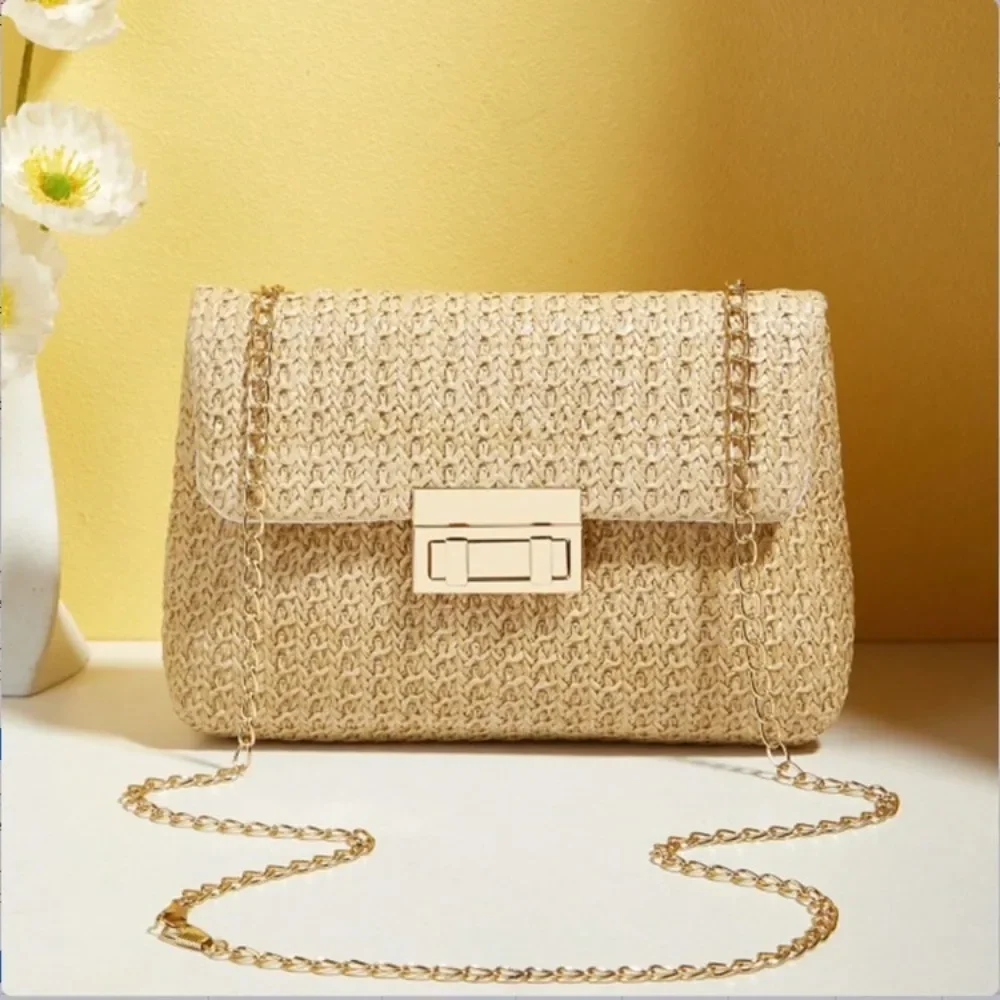 

New Straw Shoulder Bag Handmade Fashion High Capacity Crossbody Bag Woven Clutch Handbag Women Office Birthday Present