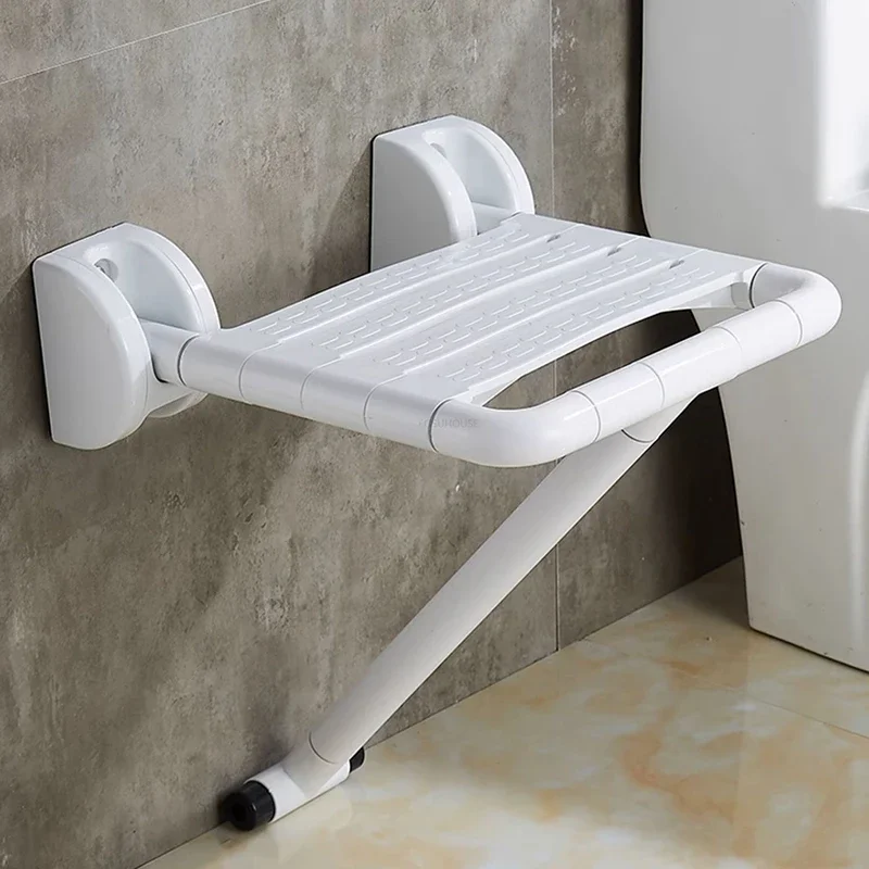 Simple Wall-mounted Bathroom Seats Shower Chair Modern Home Folding Metal Bathroom Chair Barrier-free Special Shower Room Seat