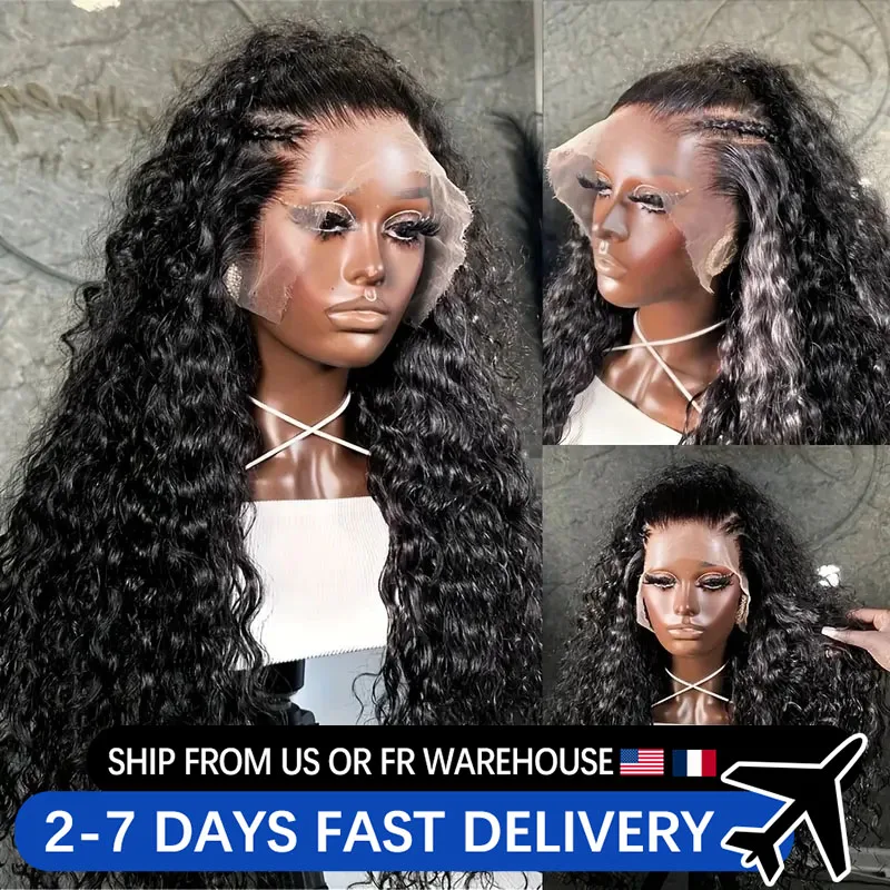 180 Density Human Hair 13X6 Deep Wave Frontal Wig 13X4 Hd Curly Lace Front Wigs Brazilian Water Wave 4x4 Transparent Closure Wig