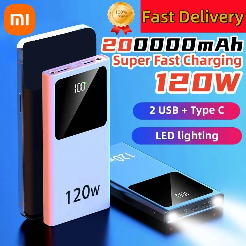 

Xiaomi 200000mAh Super Fast Charging Power Bank 120W Large Capacity Power Bank External Battery For iphone 15 Pro Max Samsung