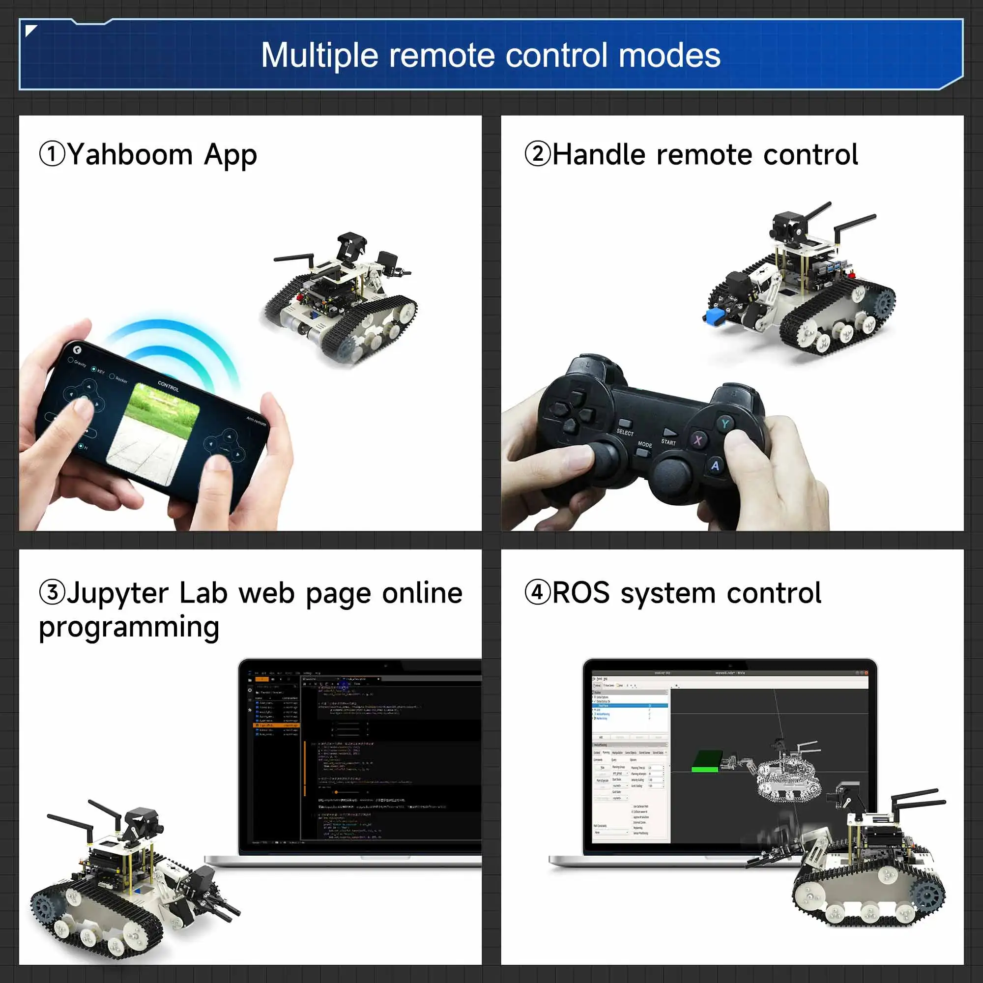 Yahboom Transbot SE ROS Robot AI Vision Tank Car con 2DOF Camera PTZ Can MoveIt simulazione per Jetson NANO B01 e RaspberryPi5