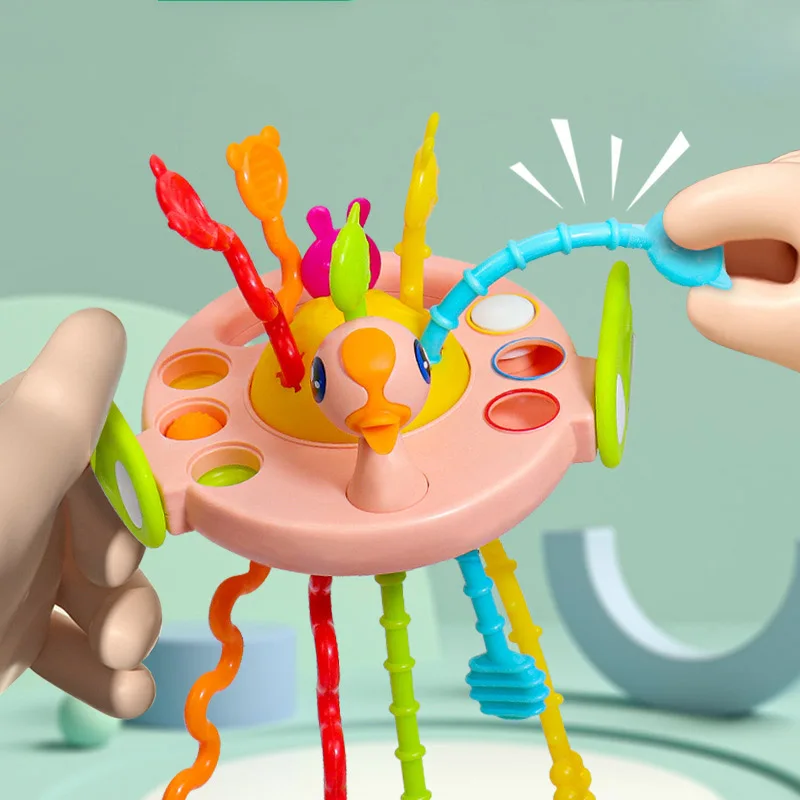 Venditer Siliconen babyrammelaar, kip, bijtring baby, sensorische bijtring speelgoed, siliconen bijtring, motoriek speelgoed, Montessori speelgoed, rammelaar baby, babyspeelgoed, groen