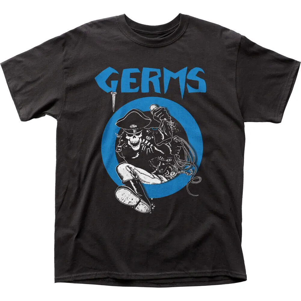 Germs Leather Skeleton T Shirt Mens Licensed Rock N Roll Music Band Black