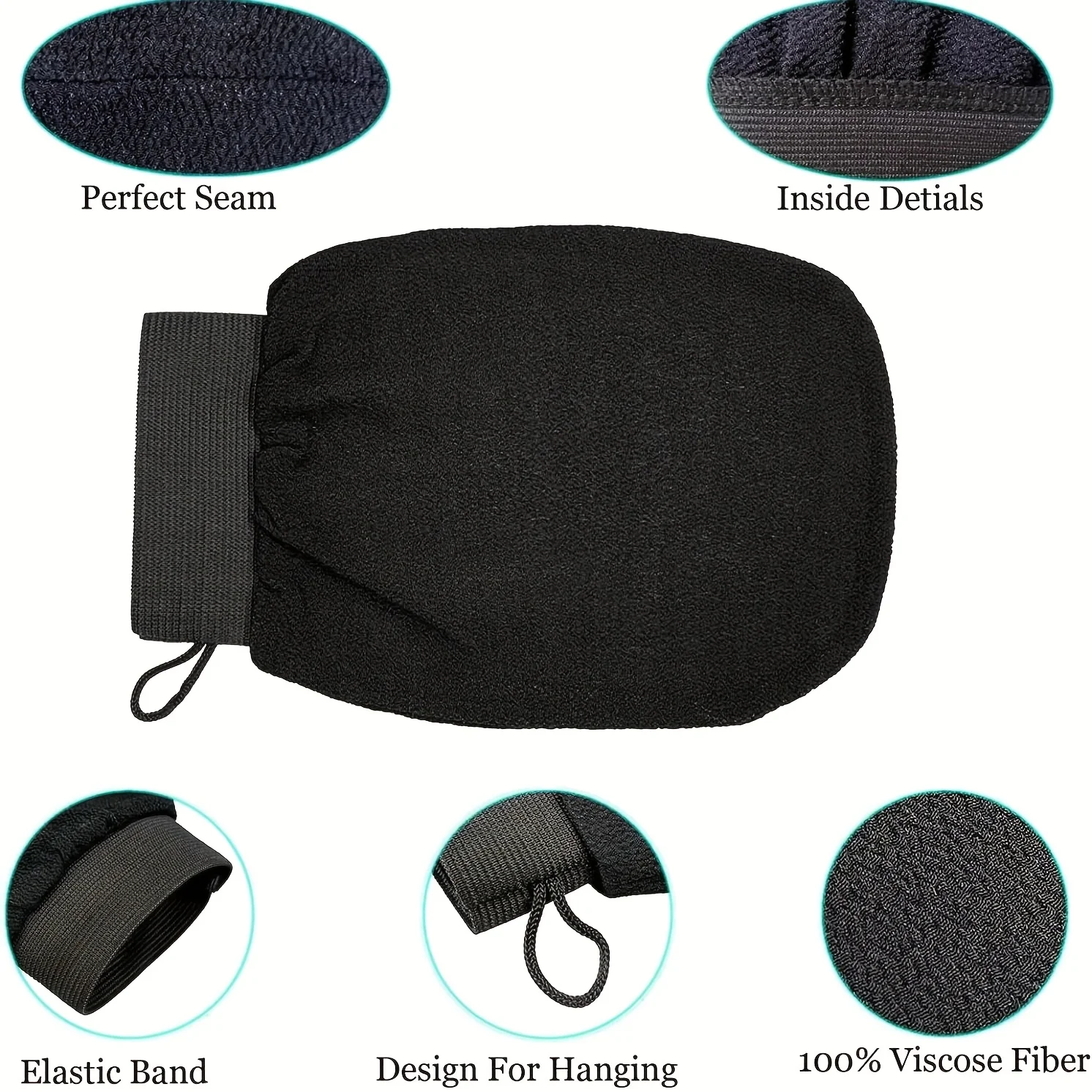 

3PCS Deep Exfoliating Glove, Korean Shower Body Scrubber, Removes Dead Skin Smooth & Glossy, 100% Viscose Fibers