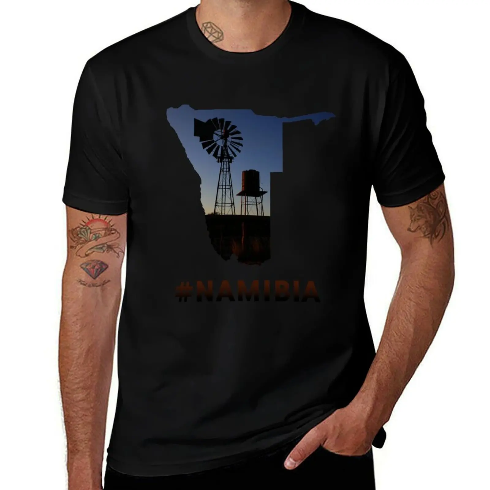 #Namibia Windpomp T-Shirt man t shirt luxury t shirts cotton 100% man t shirts cotton T-Shirt