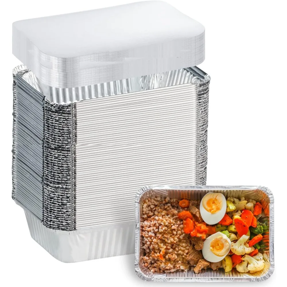 100 Pack Aluminum Foil Pans Disposable - 8.5