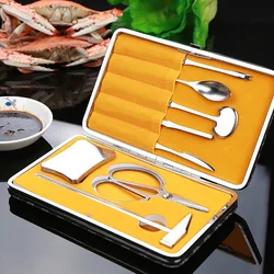 Crab tool home set crab clamp, stainless steel open crab stripping and eating hairy crab special tool crab eight pieces