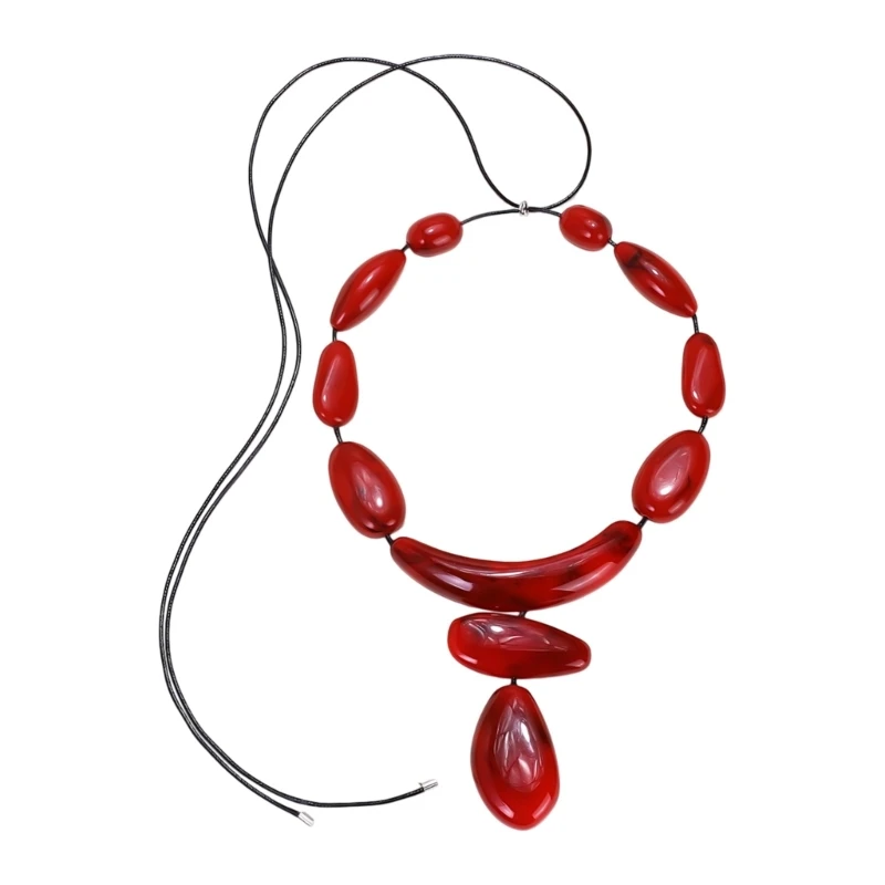 

D46E Unique Multilayer Resin Beaded Necklace Bohemian Fashion Accessory